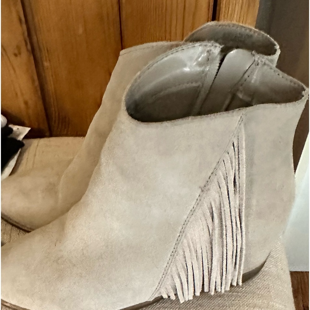 Mudd Wedge Ankle Boot with Fringe Detail